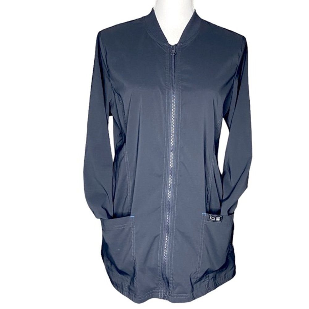 KOI Basics Andrea 450 Scrub Jacket Women’s Medium Gray Full Zip Nursing